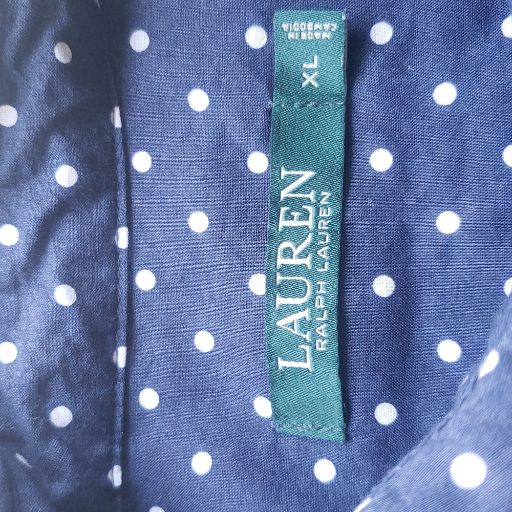 LRL RALPH LAUREN Capri Style Polka Dot Pajama Set - Navy - Picture 7 of 12